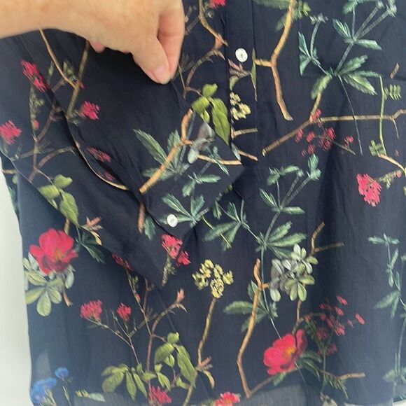 ZARA Woman Multicolored Floral Roll Sleeve Loose Fit - Picture 4 of 9